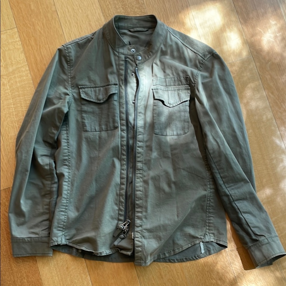 John Varvatos Men's Mikitary Inspired Olive Green Shirt Jacket